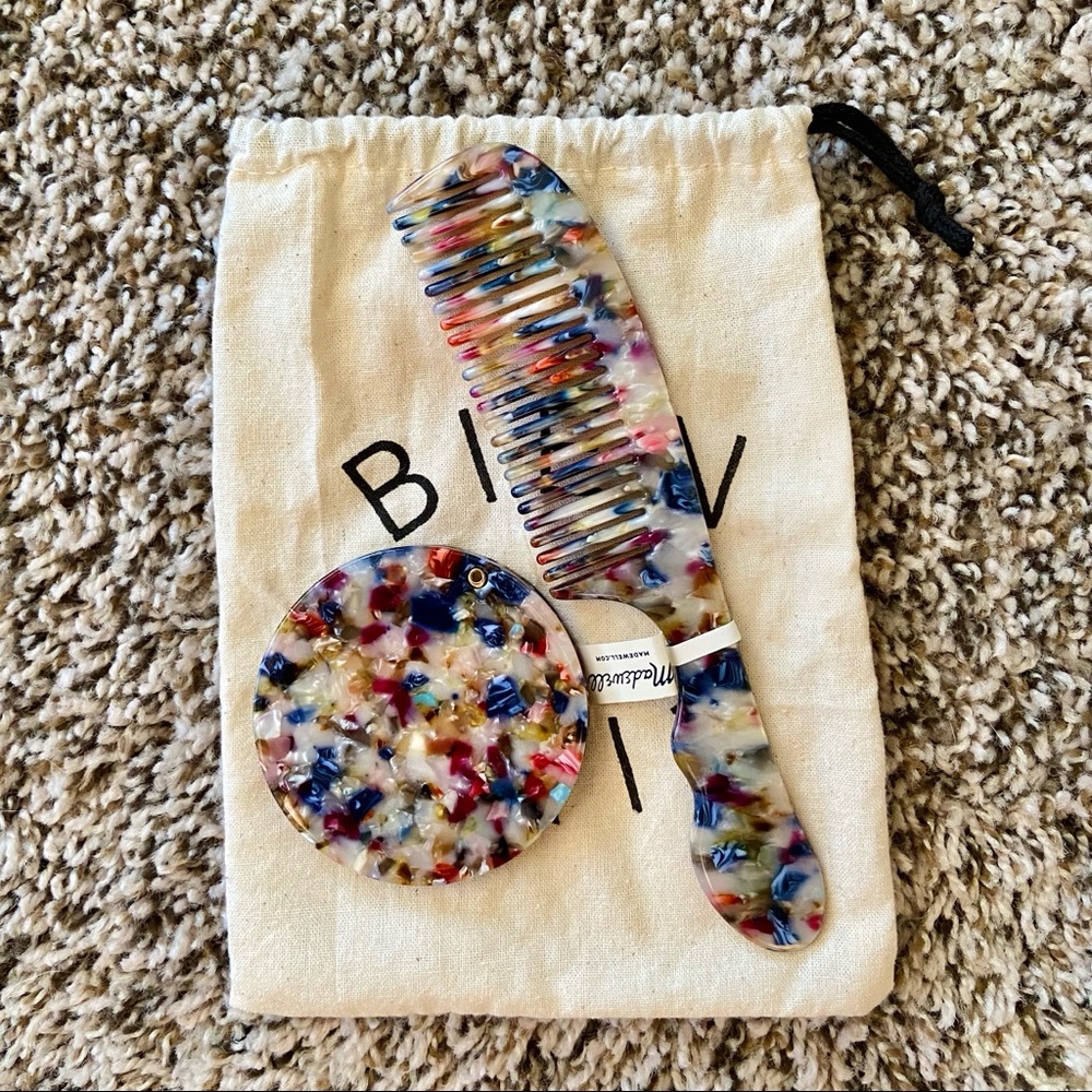 Madewell Rainbow Tortoise Mirror & Comb Set